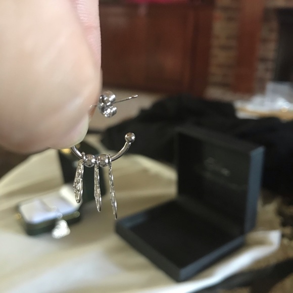 Sterling Silver Earrings with 3 Hearts - Picture 3 of 3